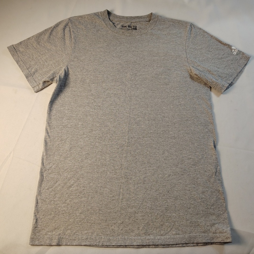 Adidas Mens The Go-To Tee Heather Grey Short Sleeve Crew Neck T-Shirt Size S